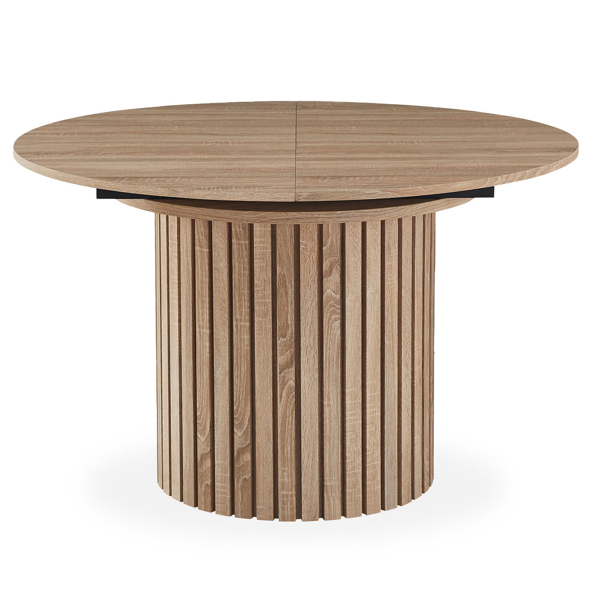 Table ronde extensible pied central style colonne Burkina 120-160cm Bois Sonoma