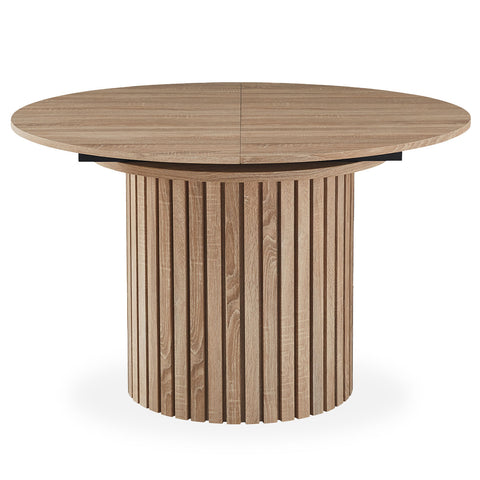 Table ronde extensible pied central style colonne Burkina 120-160cm Bois Sonoma