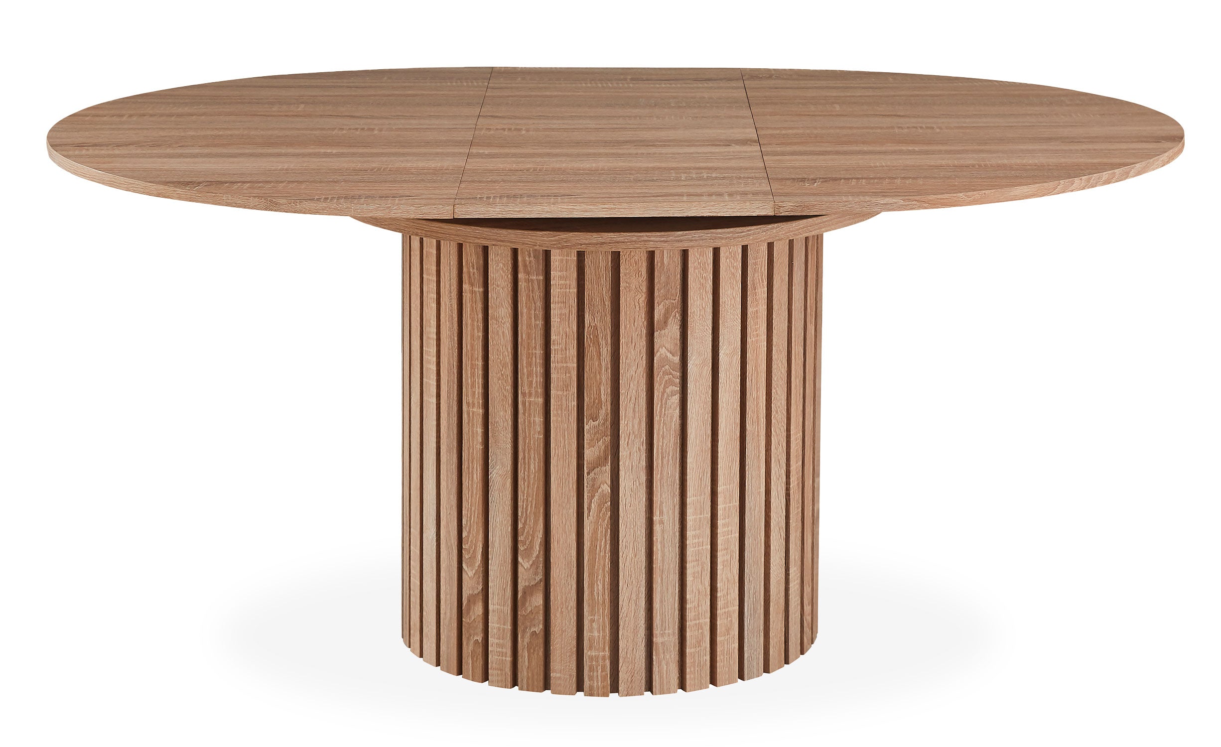 Table ronde extensible pied central style colonne Burkina 120-160cm Bois Sonoma