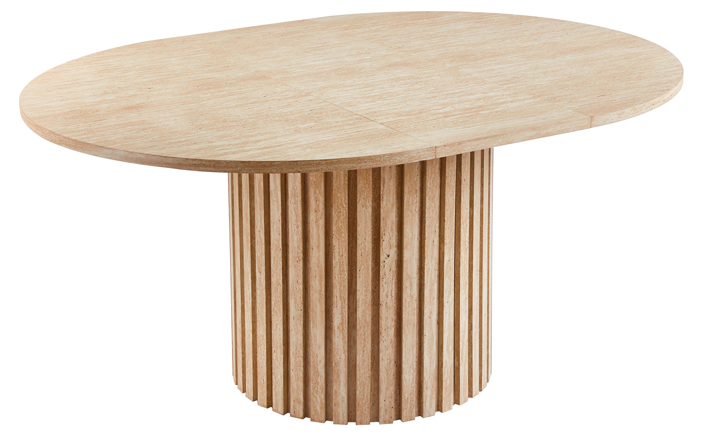 Table ronde extensible pied central style colonne Burkina 120-160cm Effet travertin Beige