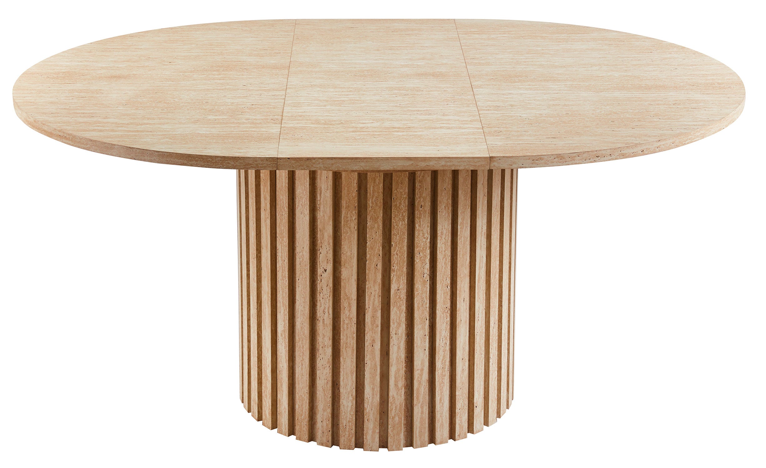 Table ronde extensible pied central style colonne Burkina 120-160cm Effet travertin Beige