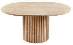 Table ronde extensible pied central style colonne Burkina 120-160cm Effet travertin Beige