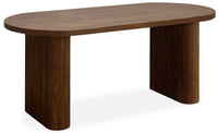 Table ovale pieds colonnes en bois noyer