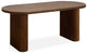 Table ovale pieds colonnes en bois noyer
