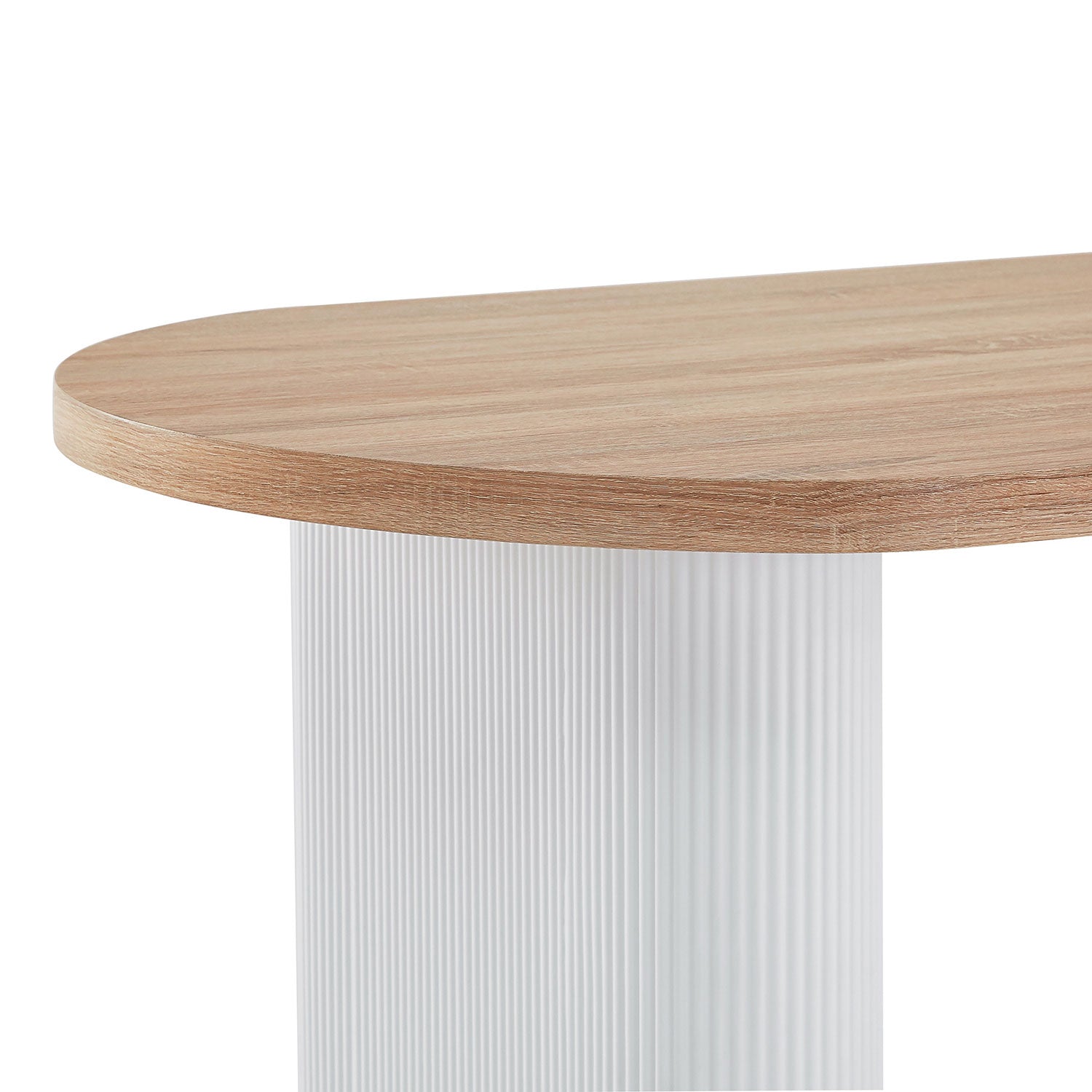 Table ovale Burundi avec pieds design style colonnes Bois Sonoma et Blanc
