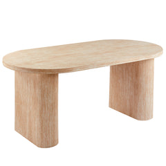 Table ovale Burundi avec pieds design style colonnes Effet travertin Beige