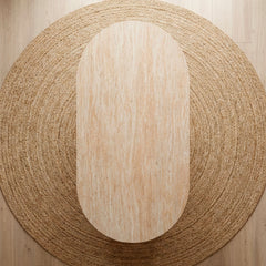Table ovale Burundi avec pieds design style colonnes Effet travertin Beige