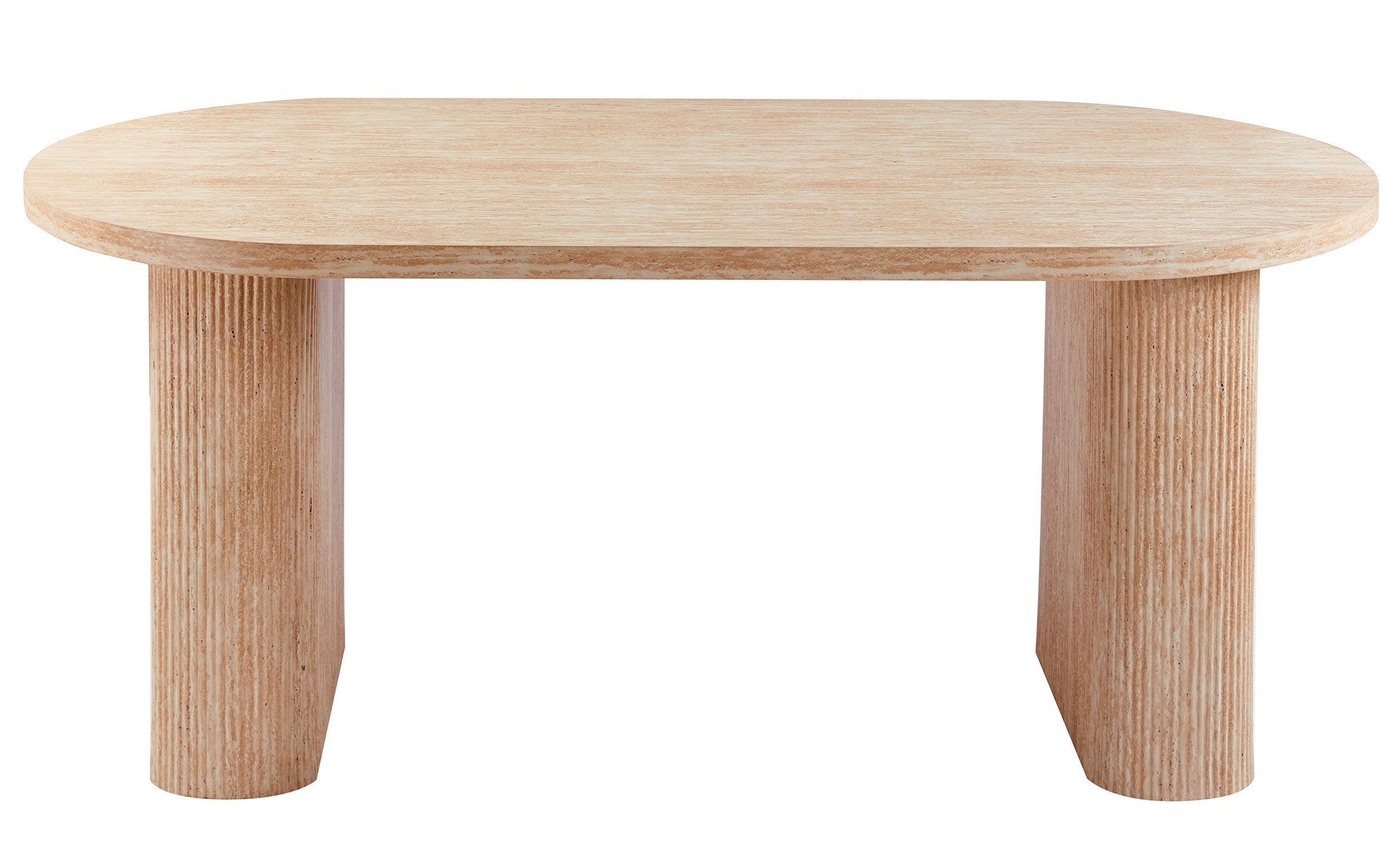 Table ovale Burundi avec pieds design style colonnes Effet travertin Beige