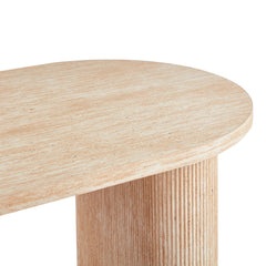 Table ovale Burundi avec pieds design style colonnes Effet travertin Beige