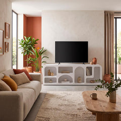 Buffet bas L160cm design arches avec LED intégrées Navalor Blanc