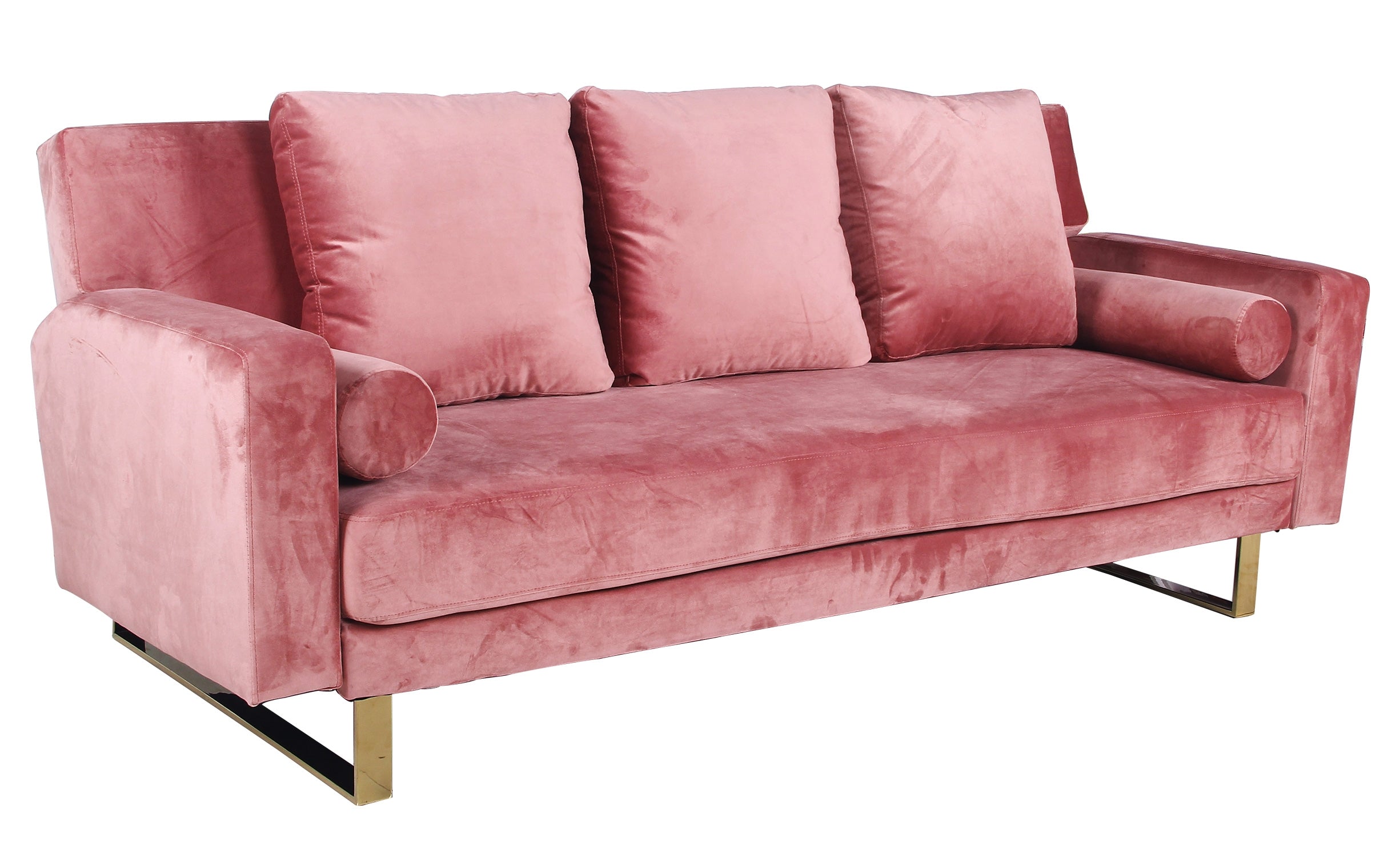 Canapé convertible Moonlight Velours Rose Pied Or 