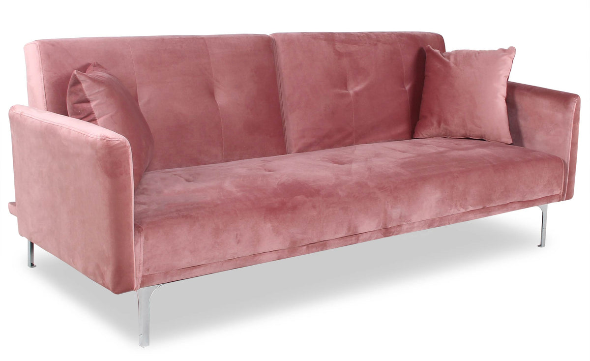 Sofá cama de 3 plazas Anterio de terciopelo rosa
