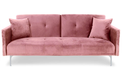 Sofá cama de 3 plazas Anterio de terciopelo rosa