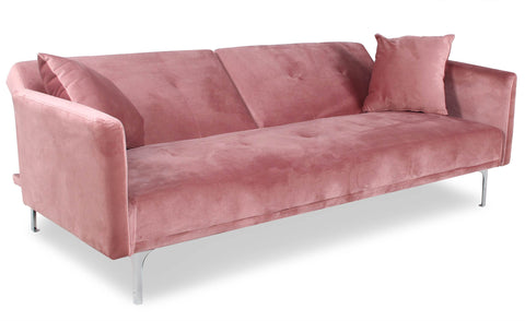 Sofá cama de 3 plazas Anterio de terciopelo rosa