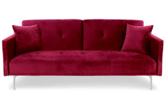 Canapé-lit clic-clac 3 places Anterio velours rouge