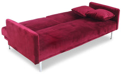Canapé-lit clic-clac 3 places Anterio velours rouge