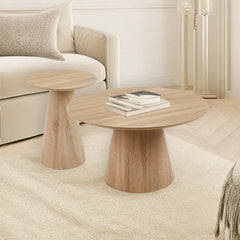 Ensemble de 2 tables basses rondes Callie Chêne clair