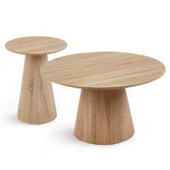 Ensemble de 2 tables basses rondes Callie Chêne clair