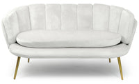 Canapé moderne en velours blanc avec pieds en métal doré