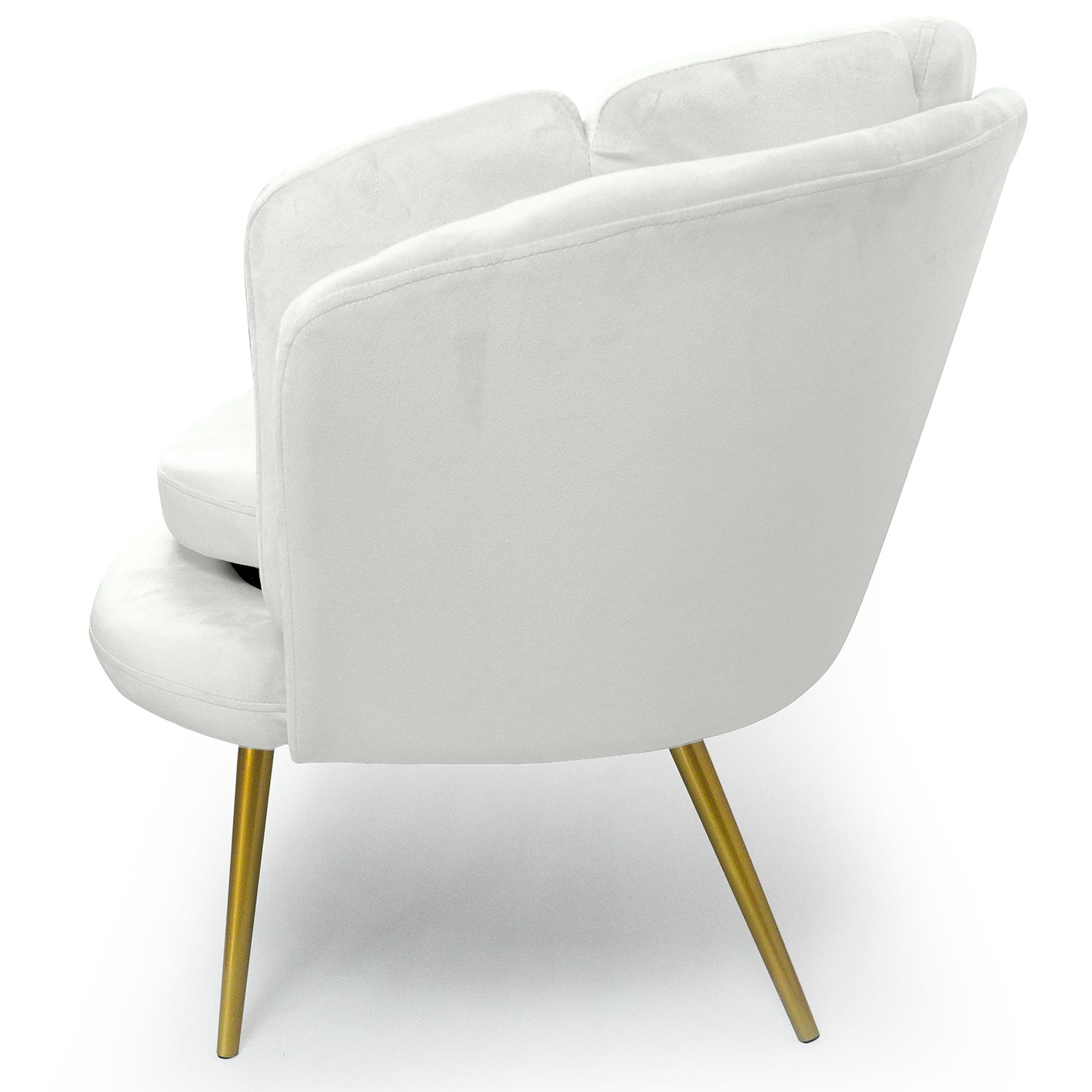 Canapé 2 places arrondi Brenda Velours Blanc pieds Or