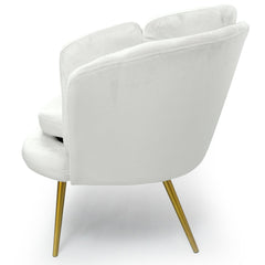Canapé 2 places arrondi Brenda Velours Blanc pieds Or