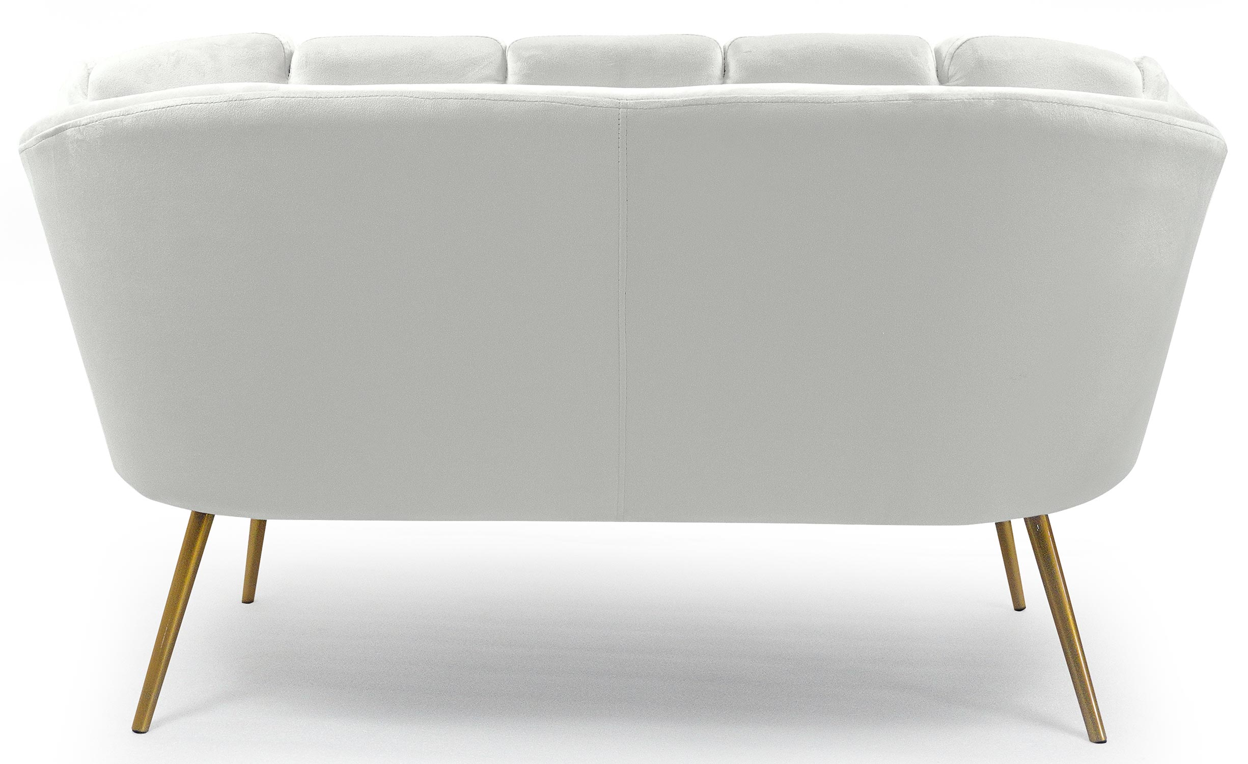 Canapé 2 places arrondi Brenda Velours Blanc pieds Or