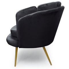 Canapé 2 places arrondi Brenda Velours Noir pieds Or