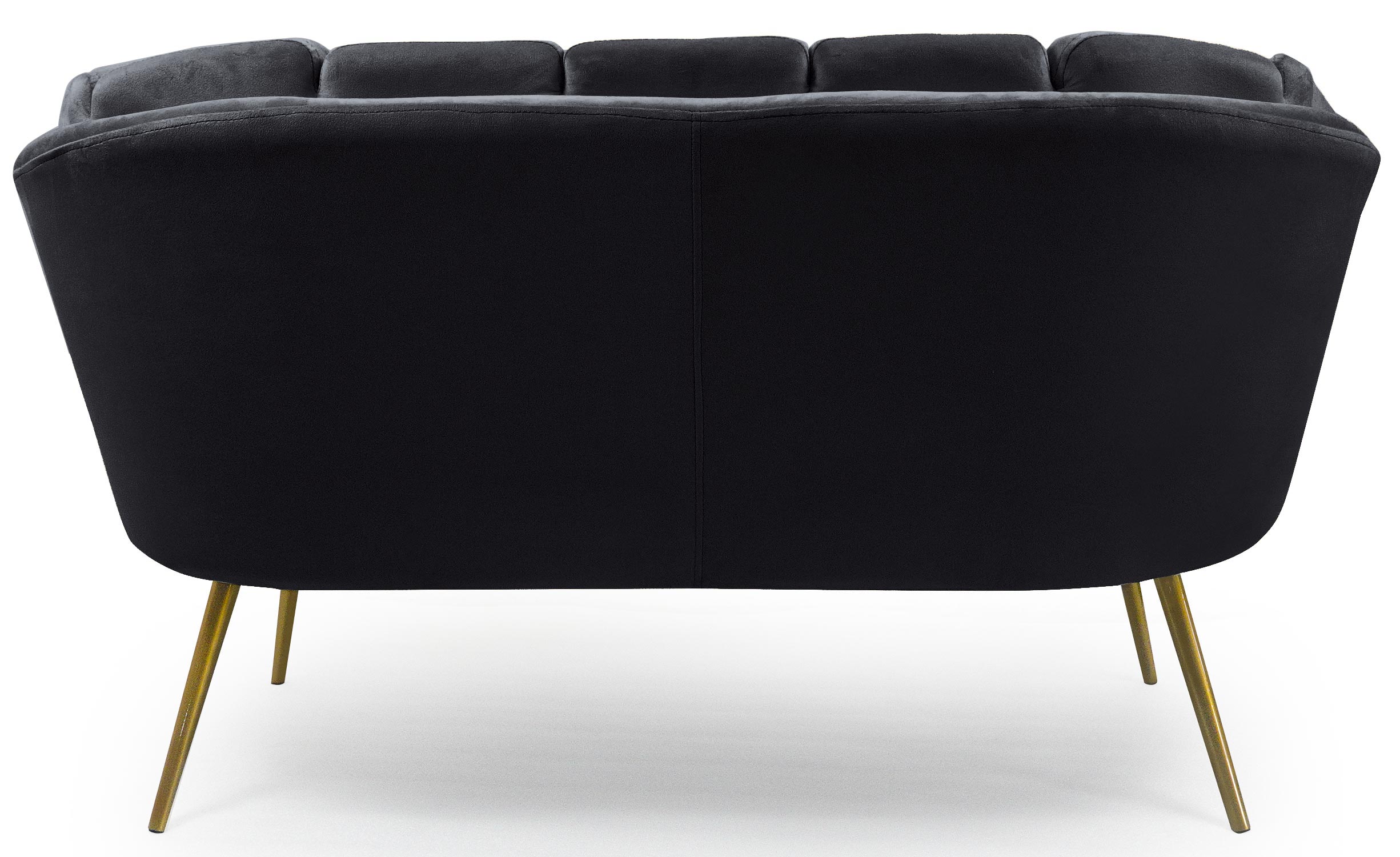Canapé 2 places arrondi Brenda Velours Noir pieds Or