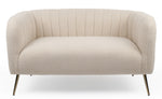 Canapé 2 places en tissu bouclette beige avec pieds en métal doré