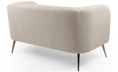Canapé 2 places moderne Bombaro pieds métal doré et Tissu bouclette Beige