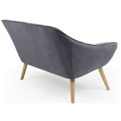 Canapé 2 places Scandinave Zentao effet patchwork Velours Gris et bleu