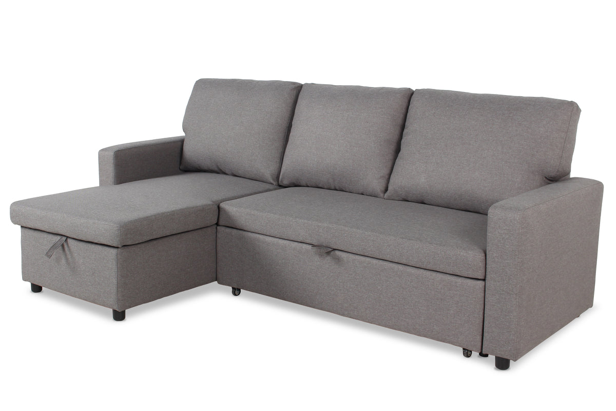 Canapé d'angle convertible Baleares Tissu Gris clair