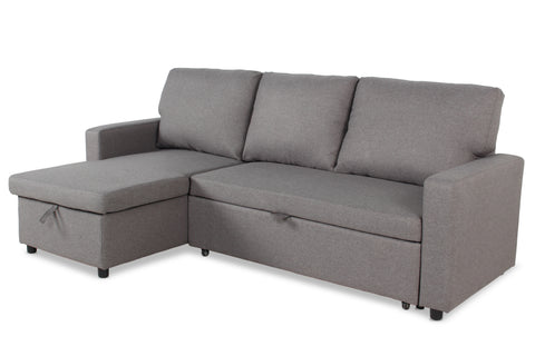 Canapé d'angle convertible Baleares Tissu Gris clair