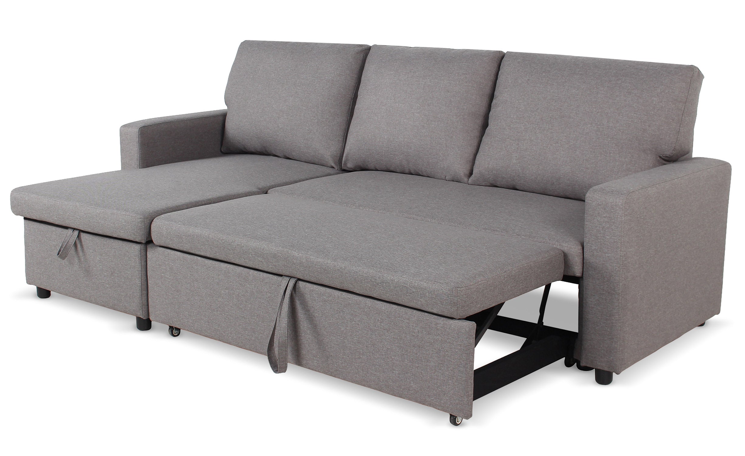 Canapé d'angle convertible Baleares Tissu Gris clair