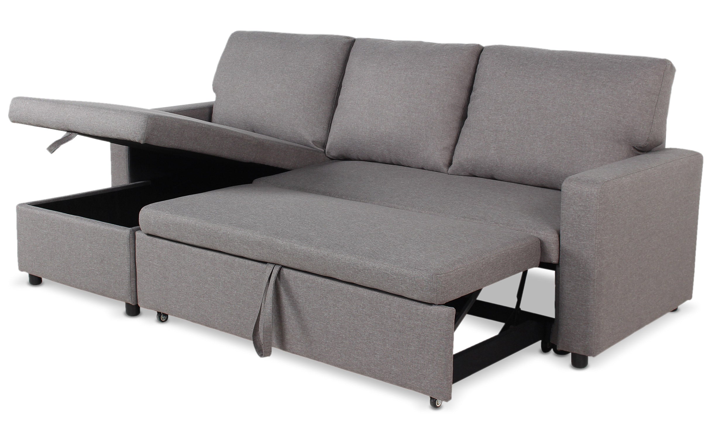 Canapé d'angle convertible Baleares Tissu Gris clair