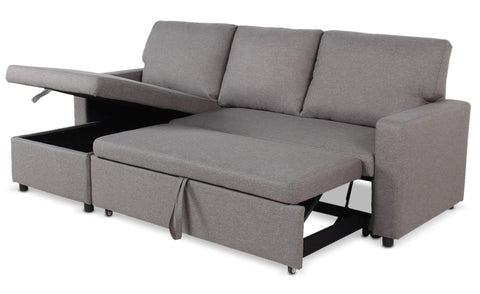 Canapé d'angle convertible Baleares Tissu Gris clair