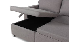 Canapé d'angle convertible Baleares Tissu Gris clair