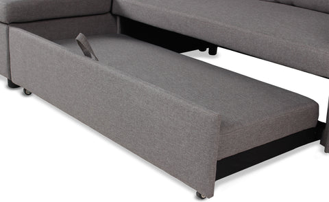 Canapé d'angle convertible Baleares Tissu Gris clair