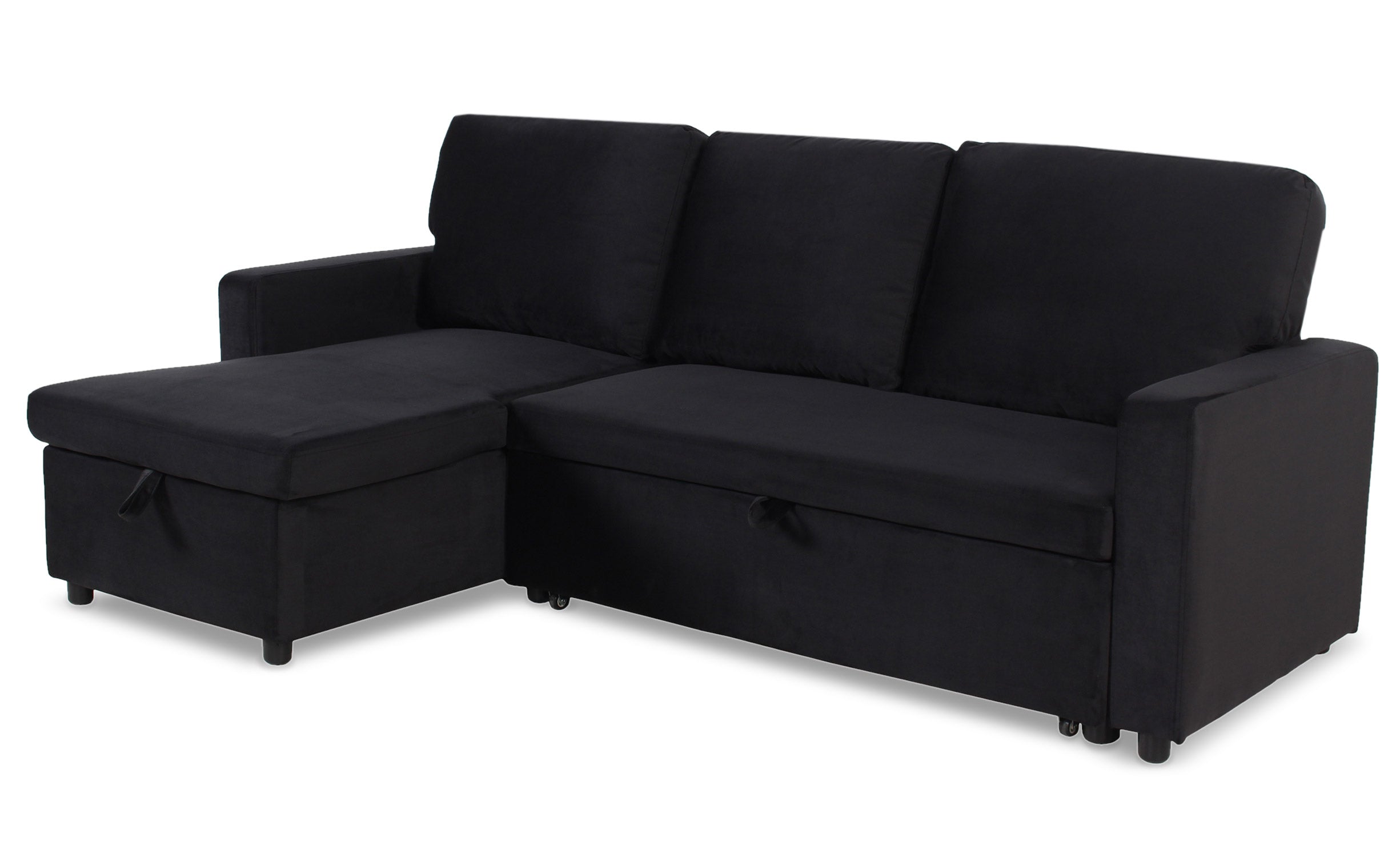 Canapé d'angle convertible Baleares Velours Noir