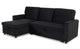 Canapé d'angle convertible en velours noir avec rangement