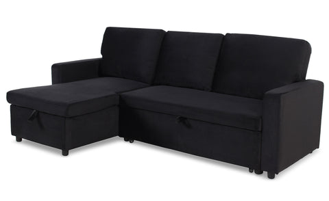 Canapé d'angle convertible Baleares Velours Noir