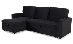 Canapé d'angle convertible Baleares Velours Noir