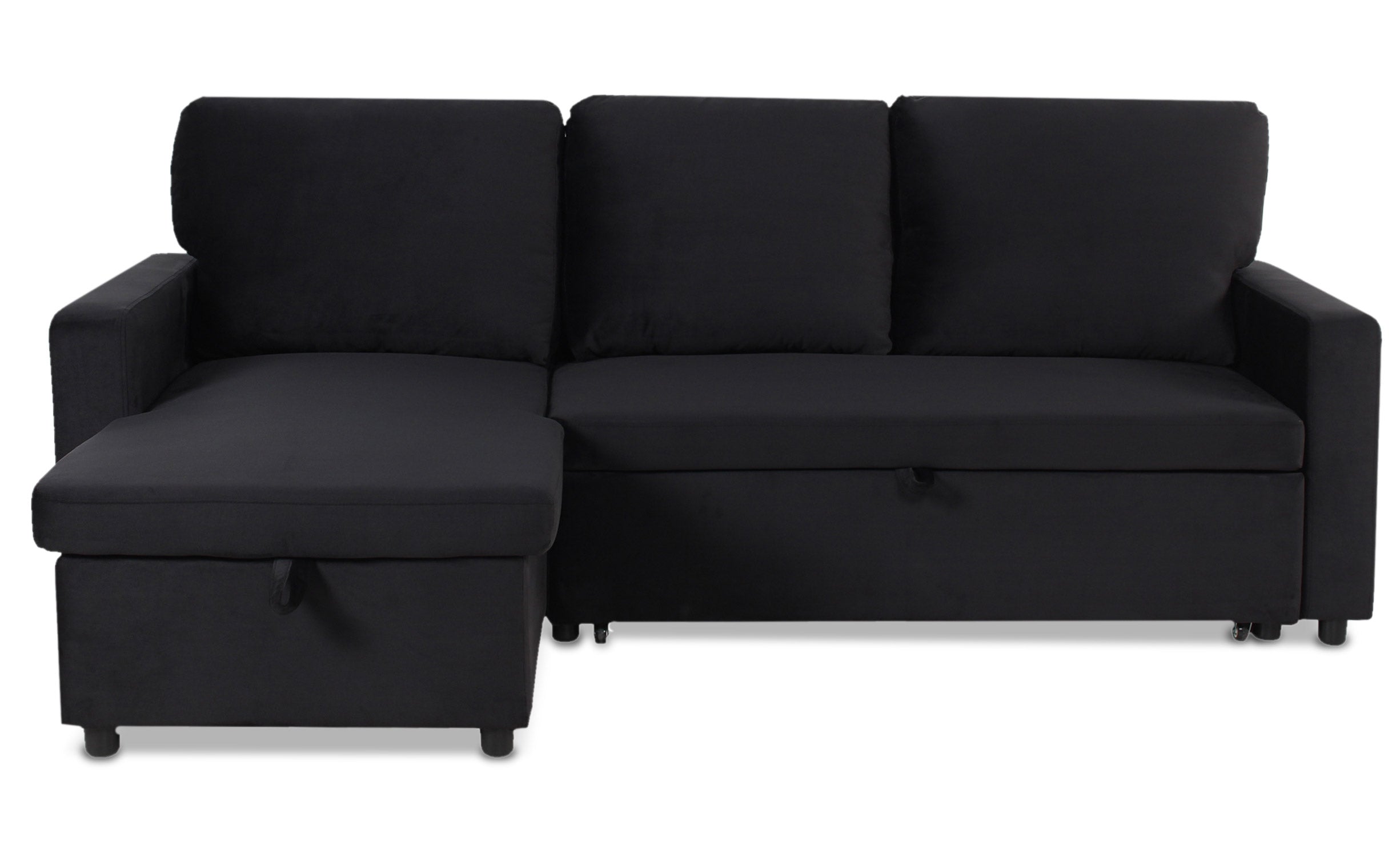 Canapé d'angle convertible Baleares Velours Noir