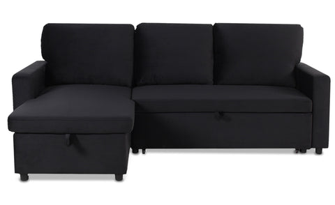 Canapé d'angle convertible Baleares Velours Noir