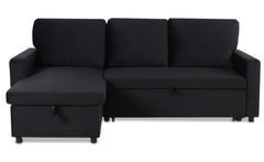 Canapé d'angle convertible Baleares Velours Noir
