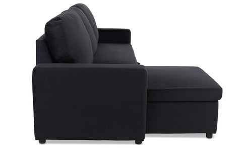 Canapé d'angle convertible Baleares Velours Noir