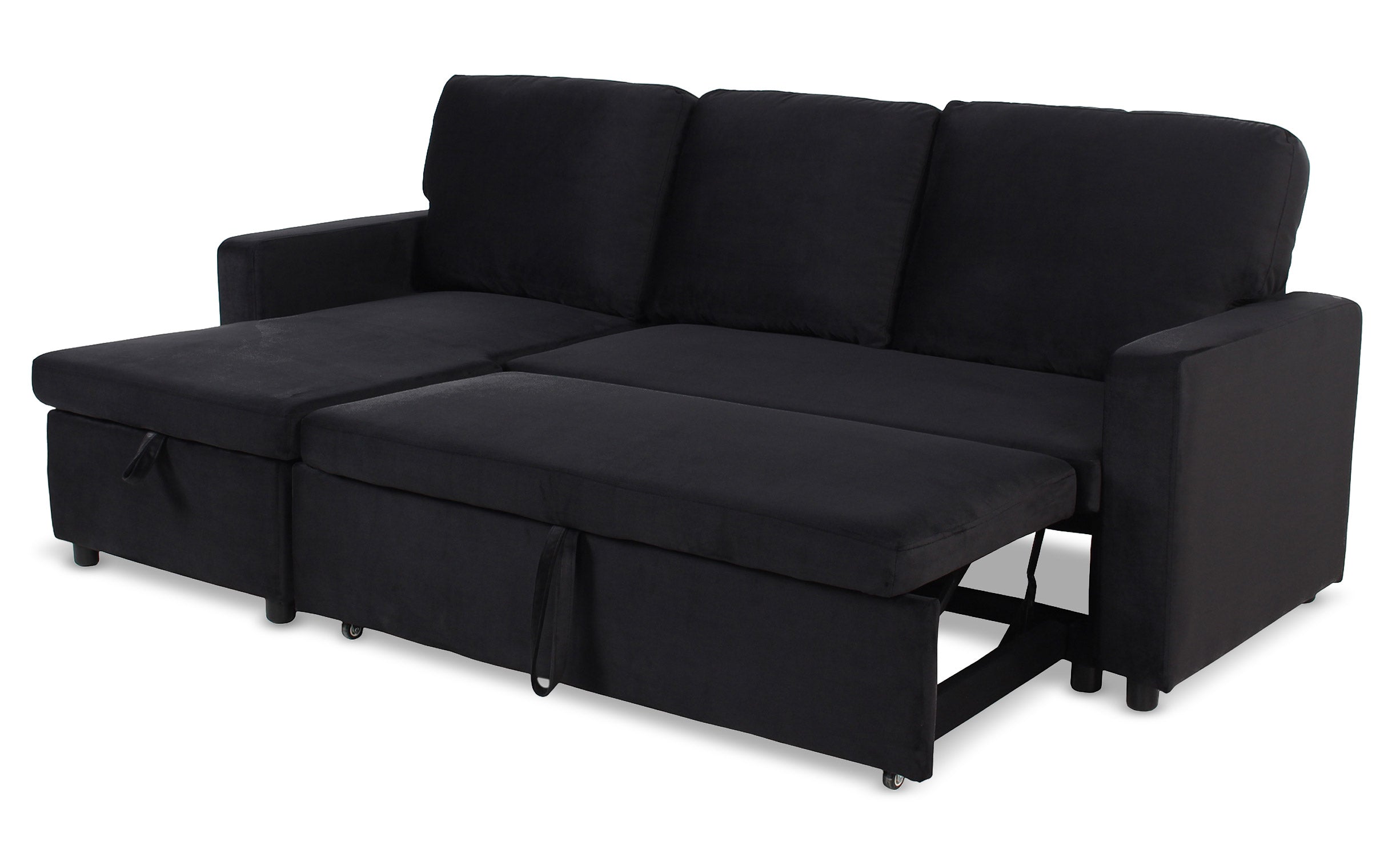 Canapé d'angle convertible Baleares Velours Noir
