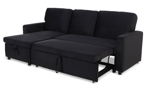 Canapé d'angle convertible Baleares Velours Noir