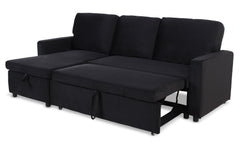Canapé d'angle convertible Baleares Velours Noir