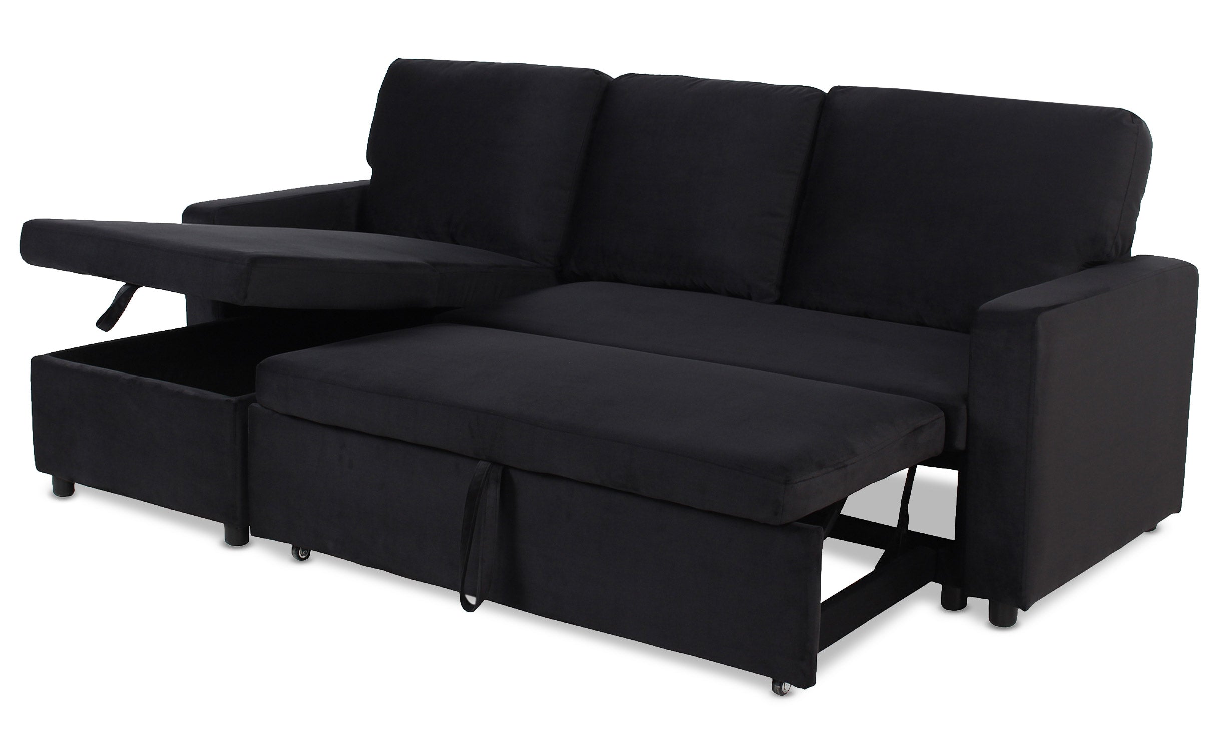 Canapé d'angle convertible Baleares Velours Noir